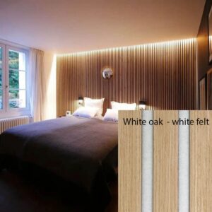 Acoustische wandpanelen 240x60x2,2cm. White Oak - white felt backing
