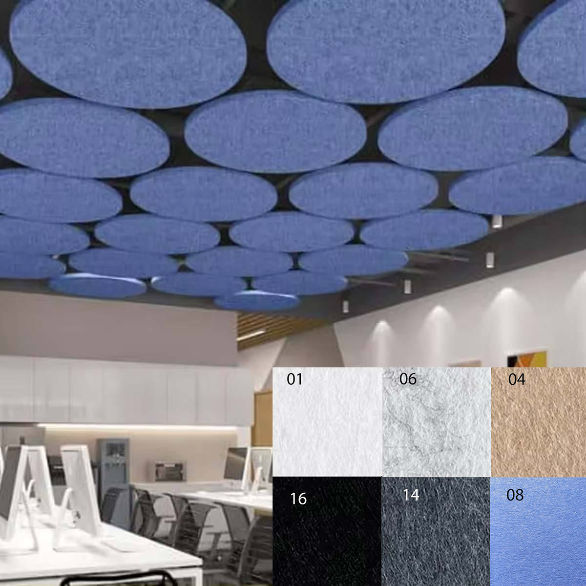 Bilnora Extra Dichte Ronde akoestische plafondpanelen Ø80×1,2cm