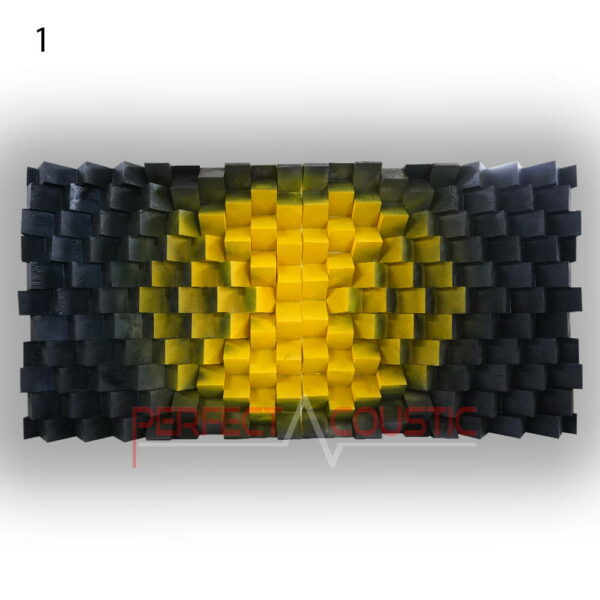 Wandpaneel akoestisch Diffusor in zwart en geel, kleurcode 1