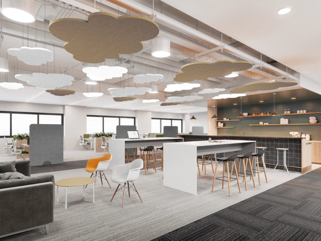 Akoestische panelen nuvola aan plafond