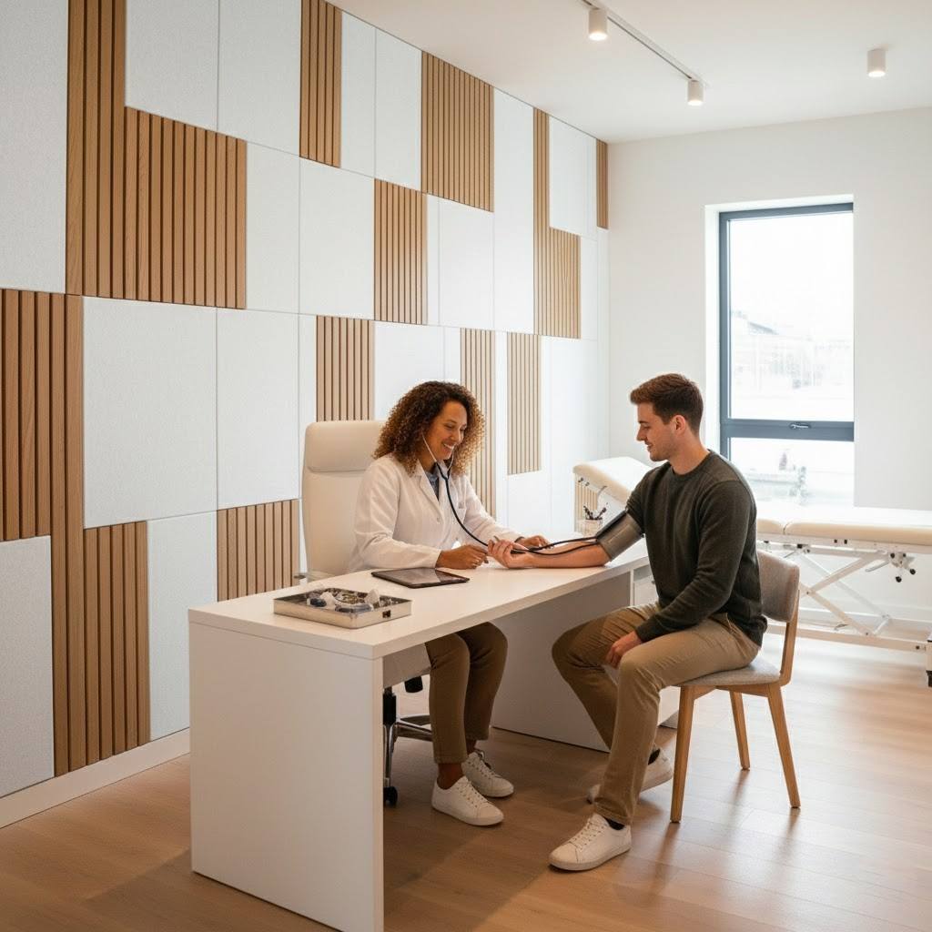geluidsisolatie appartement met wandpanelen in moderne medische ruimte