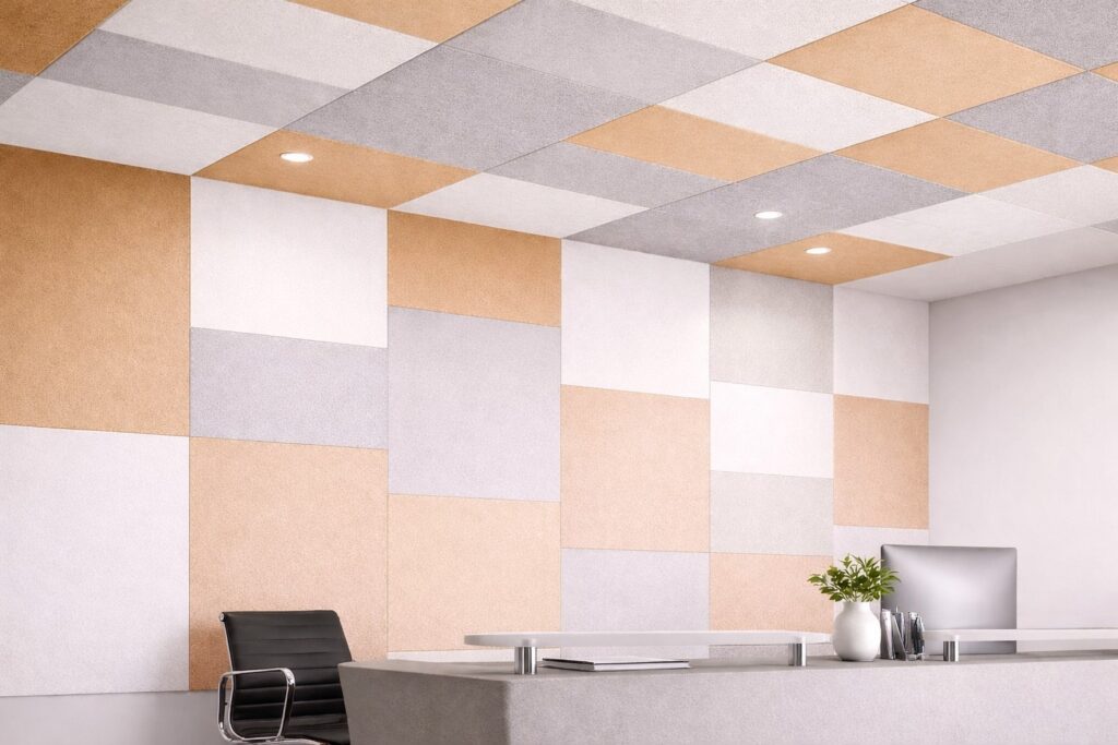 geluidsisolatie binnen met wand en plafondpanelen voor professionele geluidsdemping in kantoor