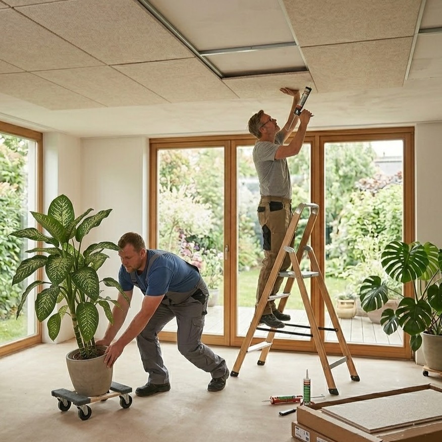Hoe een bestaand plafond geluidsdicht maken met plafondpanelen in woonruimte